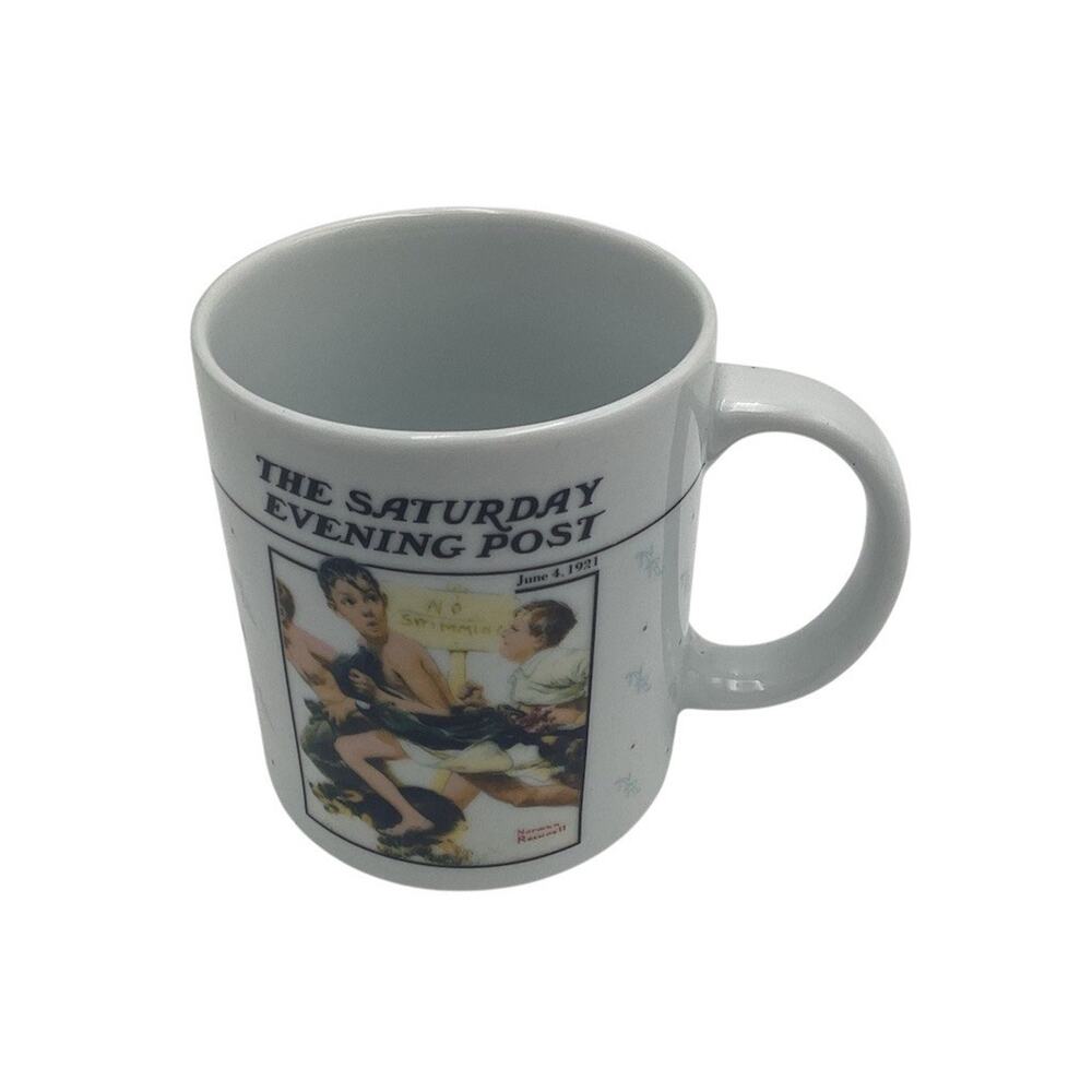 Norman Rockwell No Swimming Saturday Evening Post Coffee Mug Cup White
